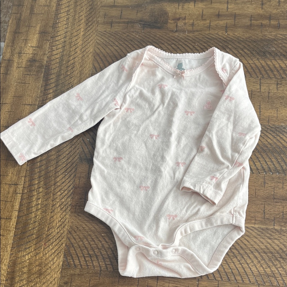 Baby Gap Pink bow Long Sleeve Baby Onesie